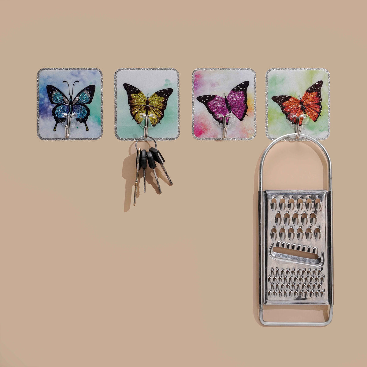 Artistic Butterfly Wall Hooks 4 Piece