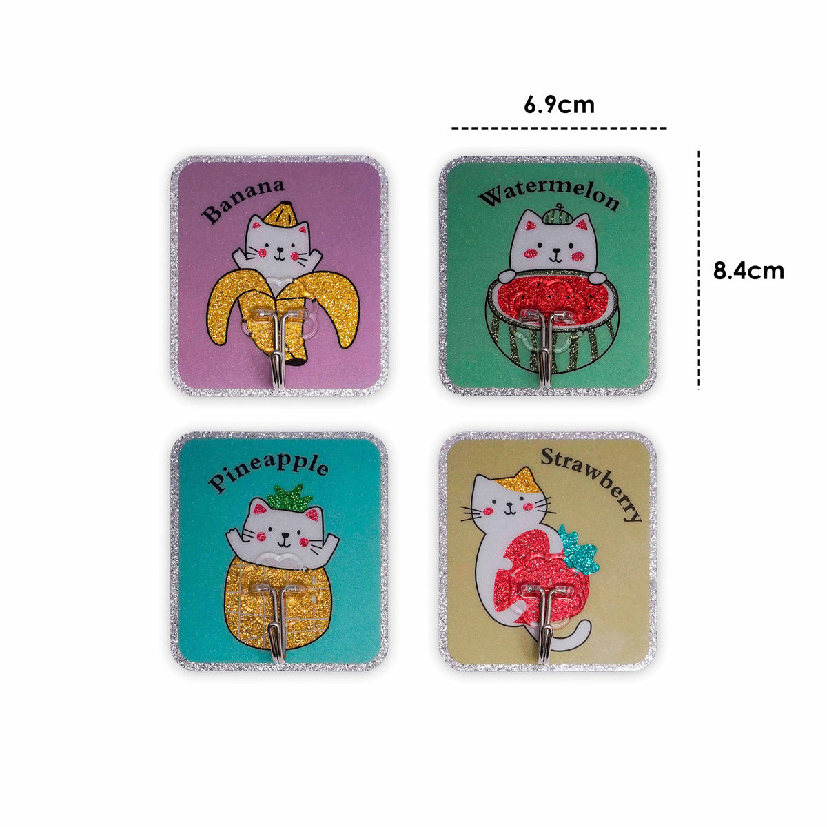 Cute Cat Fruit Wall Hooks 4 Piece
