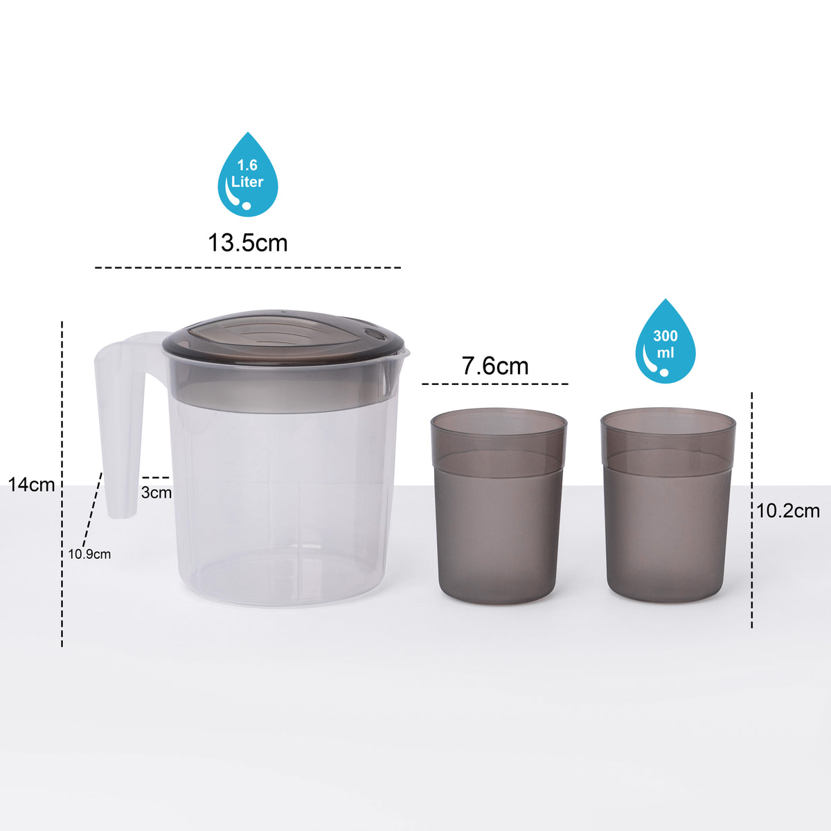 Side Table Mini Water Jug With 2 Glass
